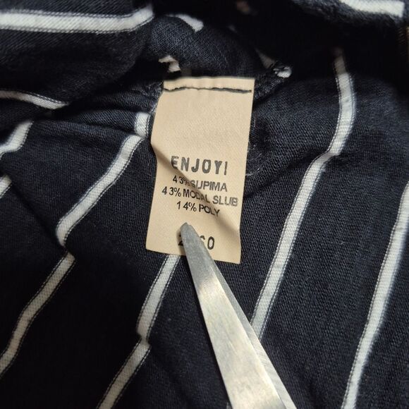 Michael Stars Navy and White Striped Tank Top One Size - Picture 4 of 4